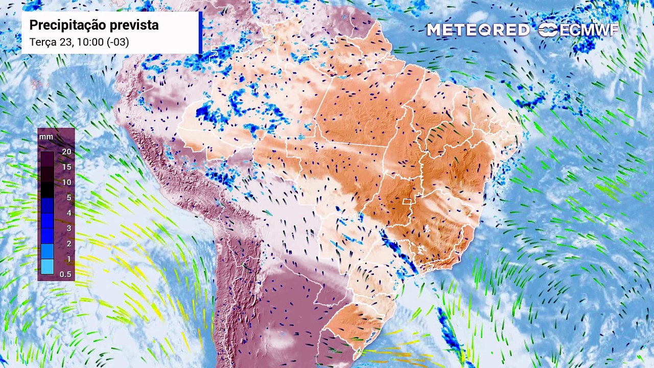 Terça-feira, 23 de junho: Precipitação prevista.