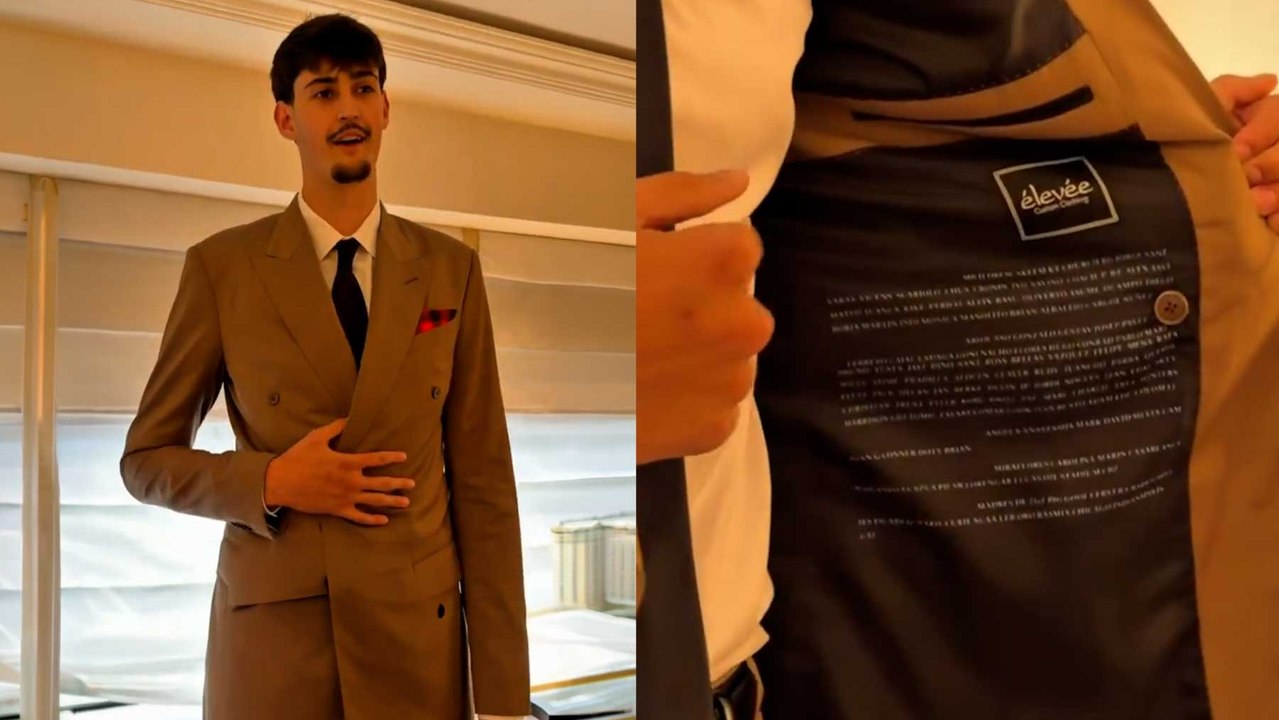 La increíble chaqueta de Aday Mara para el draft: banderas de España y Aragón y nombres de sus ídolos