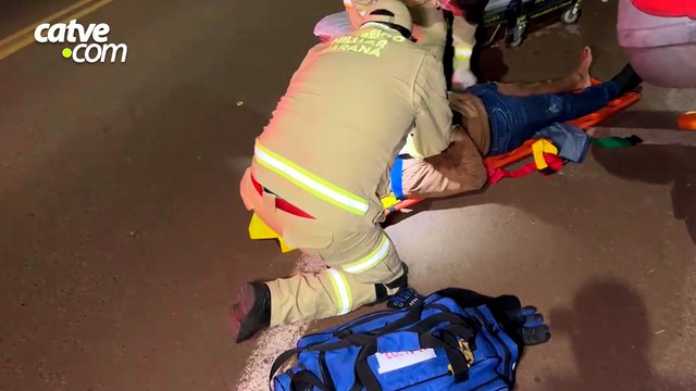 Motociclista de 28 anos fica ferido em acidente na Avenida das Pombas, em Cascavel