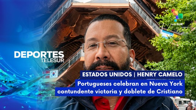 DEPORTES TELESUR | Henry Camelo | Comunidad portuguesa en NY celebran la goleada de Paraguay 23-06-26