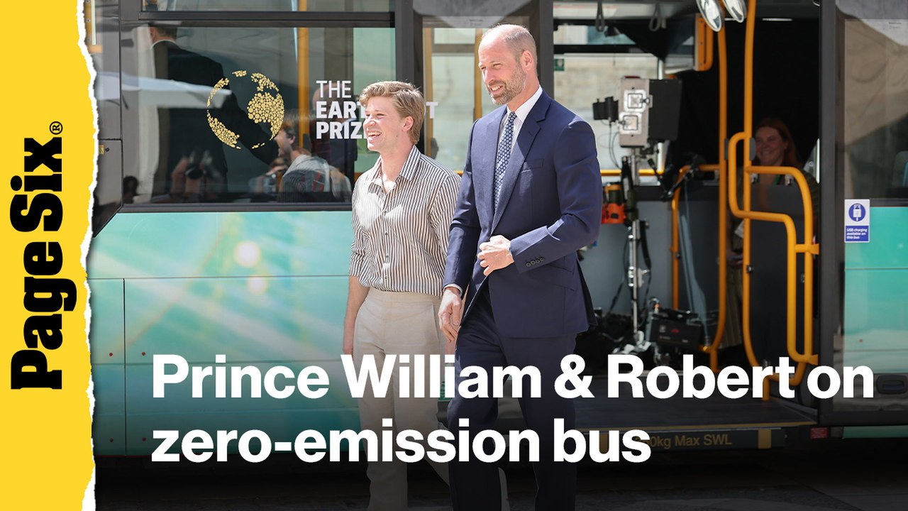 Prince William and Robert Irwin ride Earthshot branded zero-emission London bus