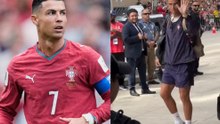 Cristiano Ronaldo greeted by massive fan support outside team hotel