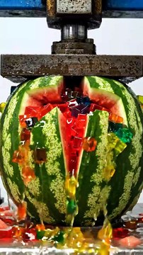 🍉💥 Watermelon Jelly Compression by Hydraulic Press ASMR | Satisfying Squish & Juicy Texture Flow