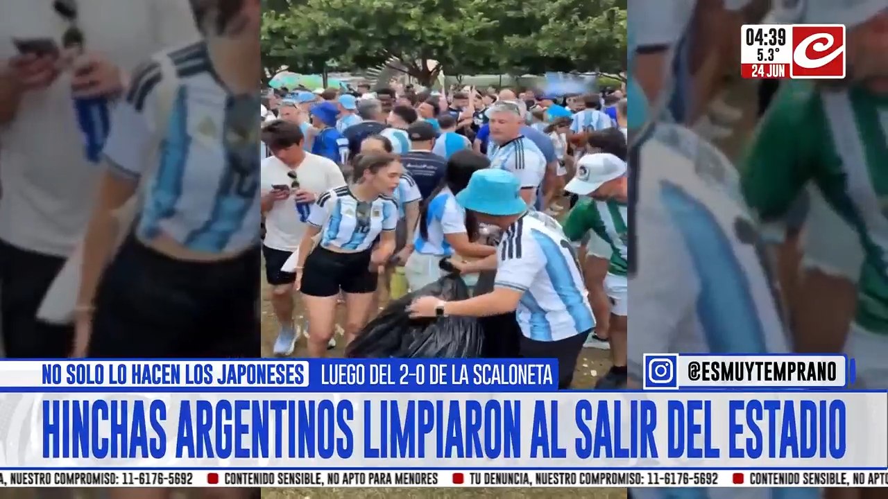 Hinchas argentinos limpiaron todos tras los festejos en Dallas