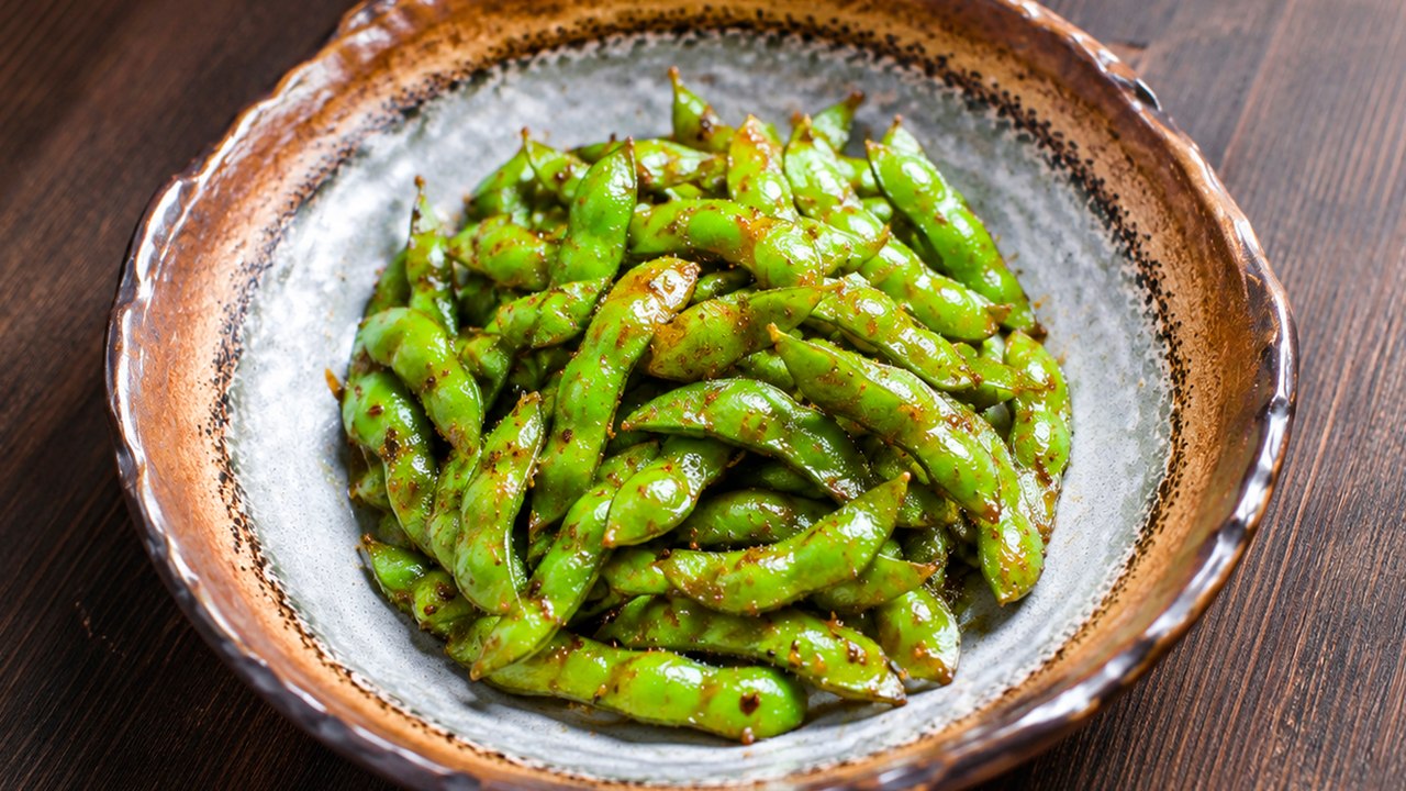 Stir Fried Edamame With Garlic Glaze