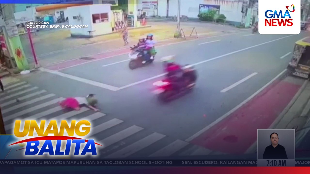 Estudyanteng papasok sa eskuwelahan, nabangga ng motorsiklo habang tumatawid sa pedestrian lane; rider, pinaghahanap | Unang Balita