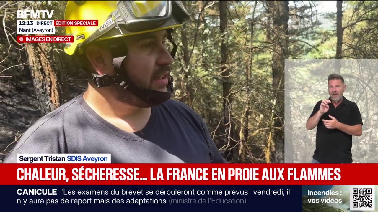 L'incendie de Nant, non loin de Millau dans l'A...