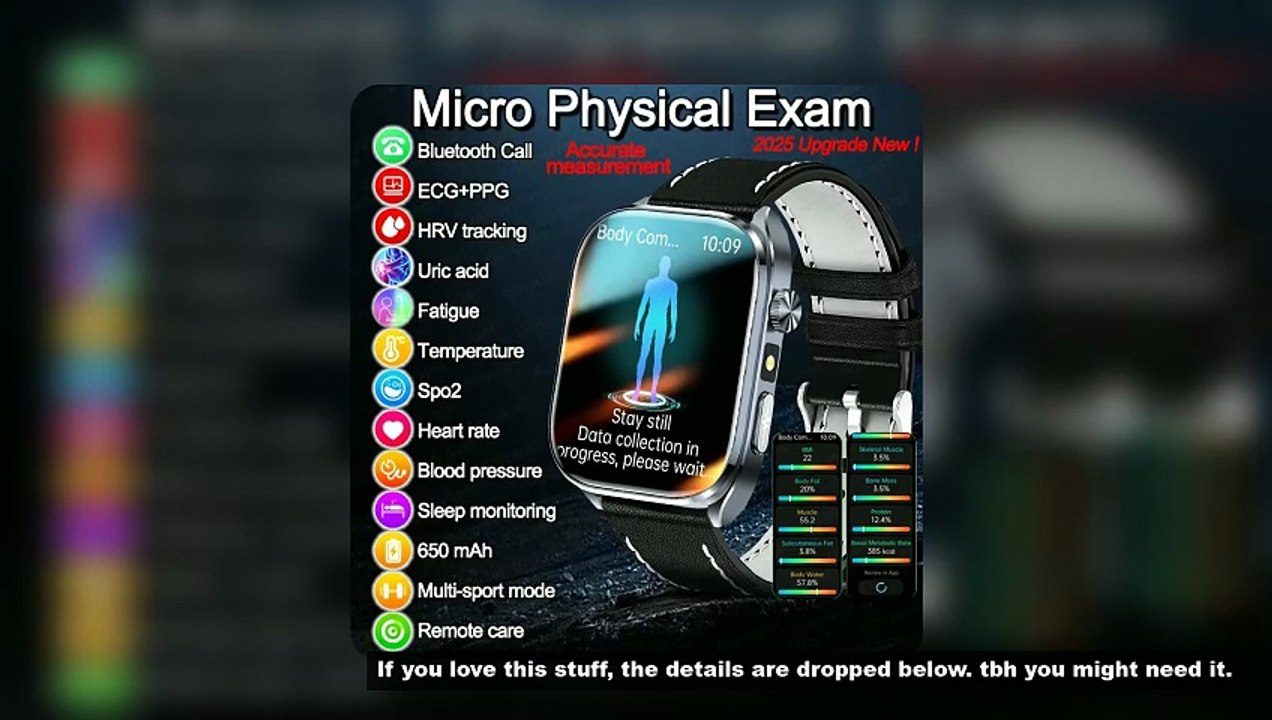 Body Composition analysis Monitoring Smart Watch Men ECG Heart Rate Blood pressure Uric Acid Health