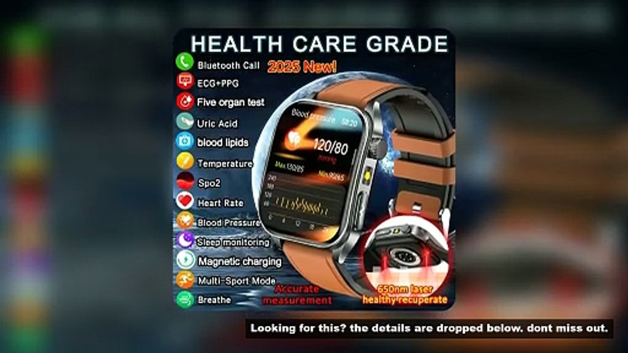 2026 New Smart Watch laser therapy health conditioning Blood oxygen Pressure Uric Acid Blood lipid E