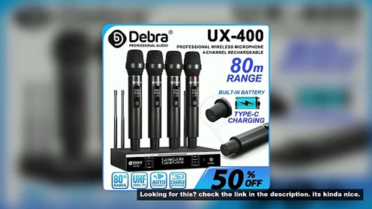 Debra UX-400 UHF 4-channel wireless handheld microphone, rechargeable microphone, 80M transmission d