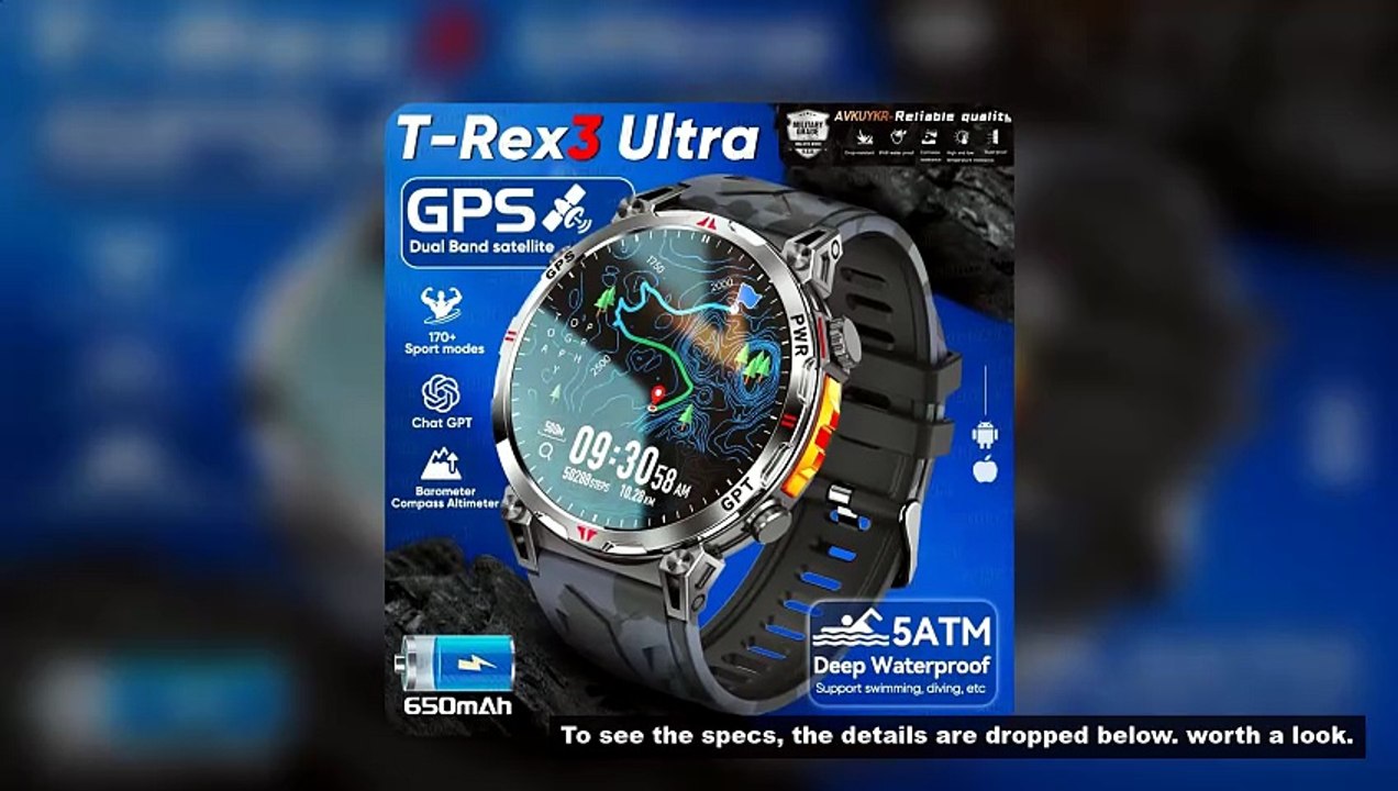 2025New Military T-Rex3 Ultra GPS SmartWatch Built in GPS Compass Altimeter Barometer 5ATM Waterproo