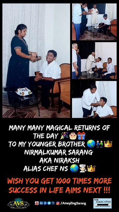 Many Many Magical Returns Of The Day 🎂 To My Younger Brother Nirmalkumar ✨️🎩🌏👑 Aka Niraksh 👊🏻🦁👑 Alias Chef NS 🌏👨🏻‍🍳👑