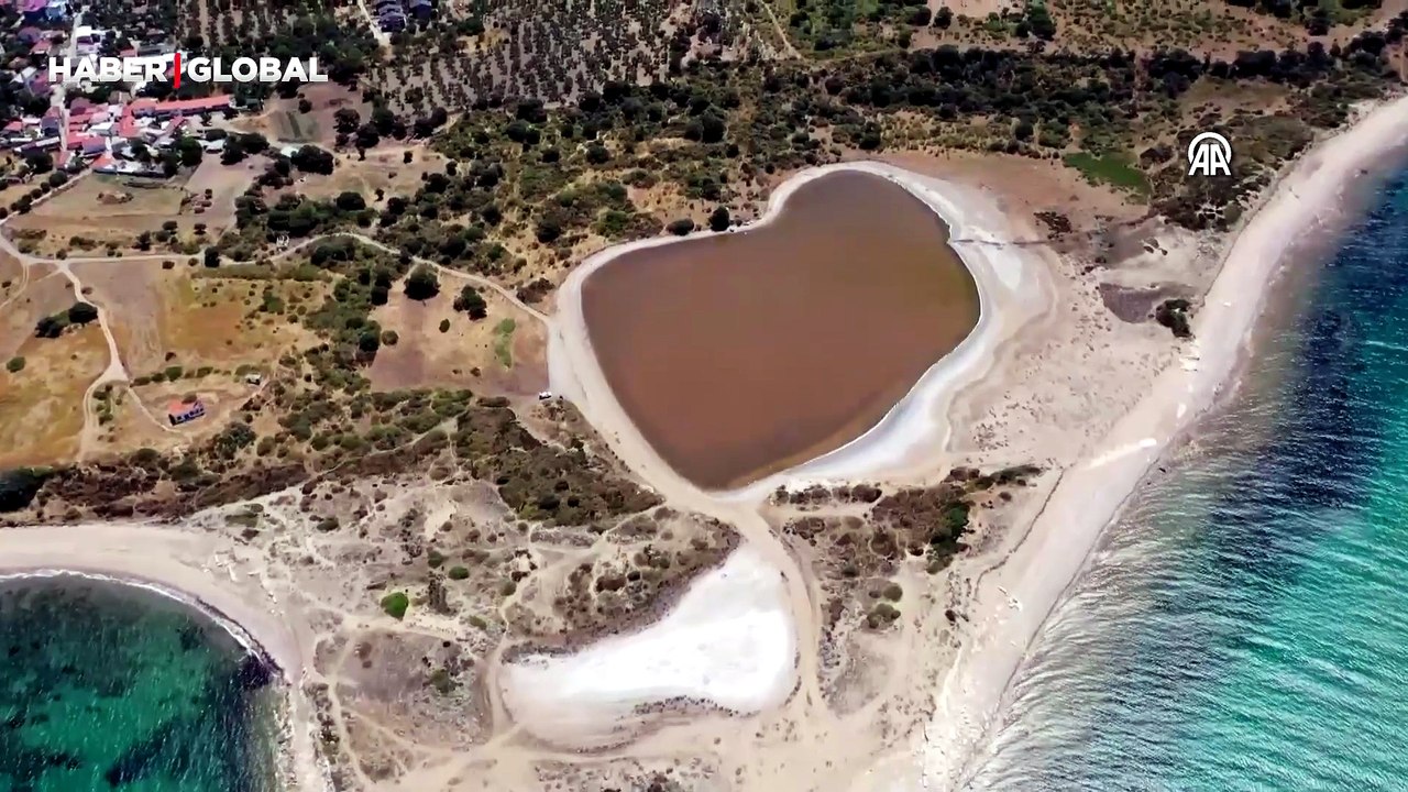 Çanakkale'deki Kalpli Göl yoğun yağışlardan dolayı pembe renge bürünmedi