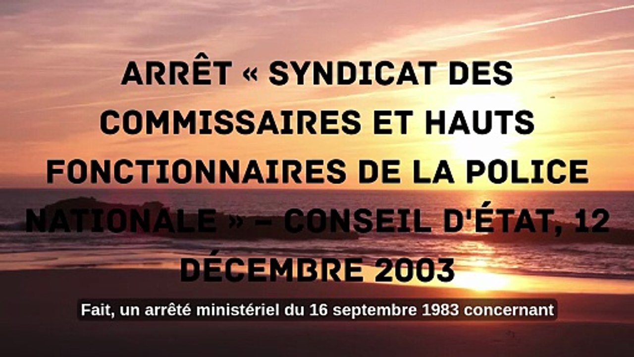 Arrêt « Syndicat des commissaires et hauts fonctionnaires de la police nationale » – Conseil d'État, 12 décembre 2003