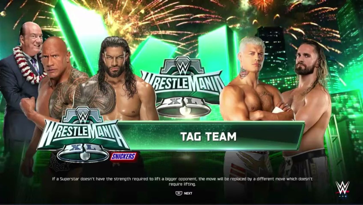 WWE 2K25 - Roman Reigns & The Rock vs. Cody Rhodes & Seth Rollins
