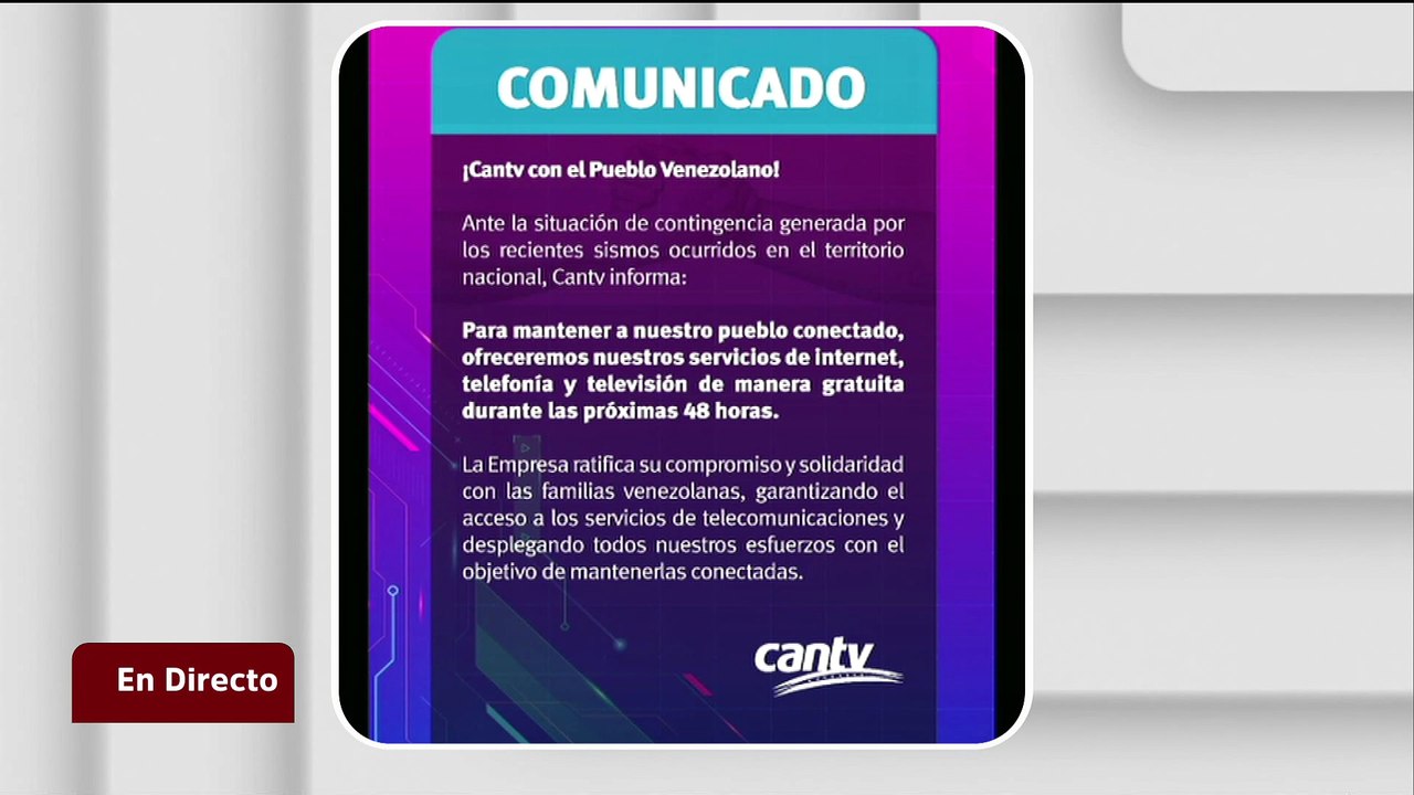 Cantv ofrecerá servicios de internet, telefonía y televisión de manera gratuita por 48 horas