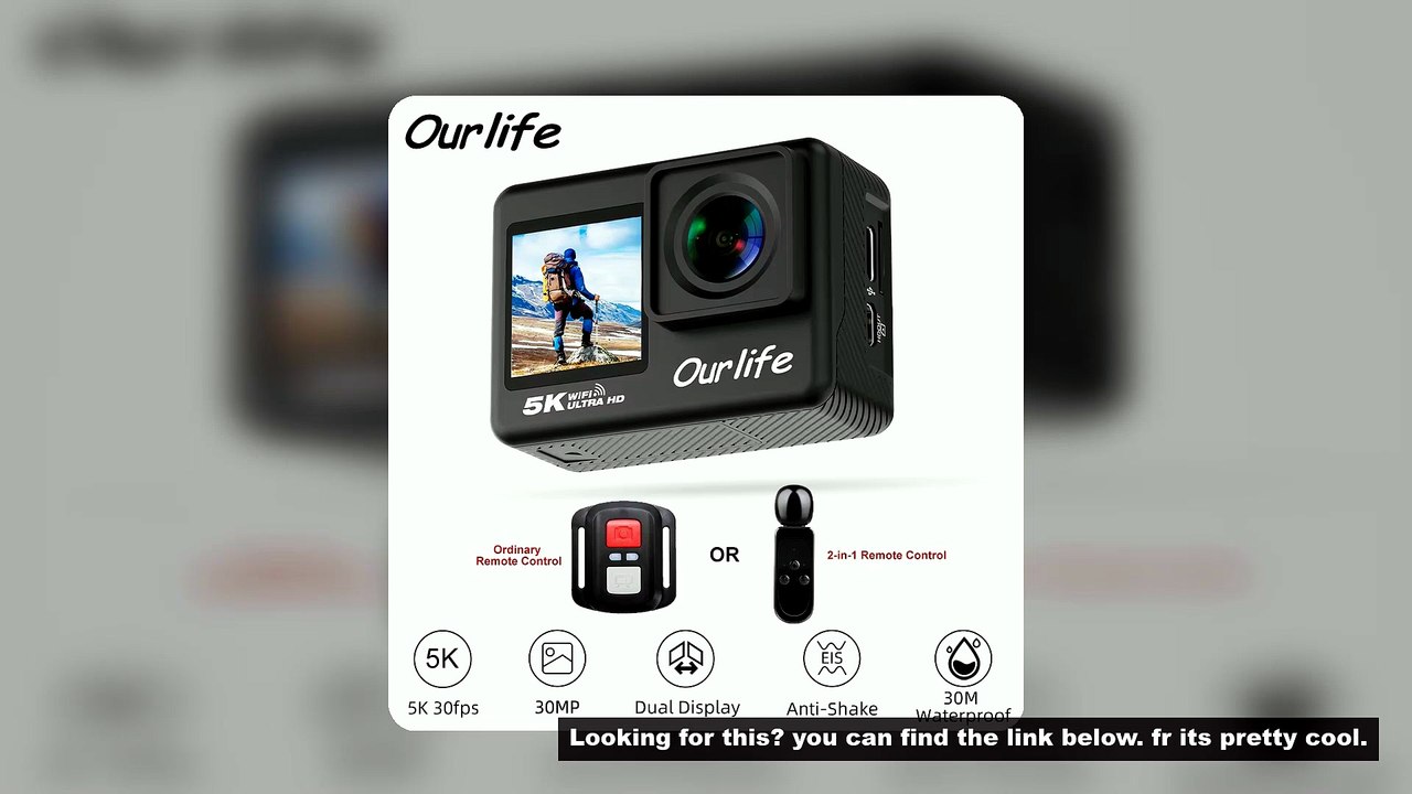 Ourlife 5K30FPS Action Camera 2.0'' Touch LCD 170� DVR 30M Waterproof Remote Control 5X Zoom Helmet