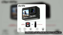 Ourlife 5K30FPS Action Camera 2.0'' Touch LCD 170� DVR 30M Waterproof Remote Control 5X Zoom Helmet