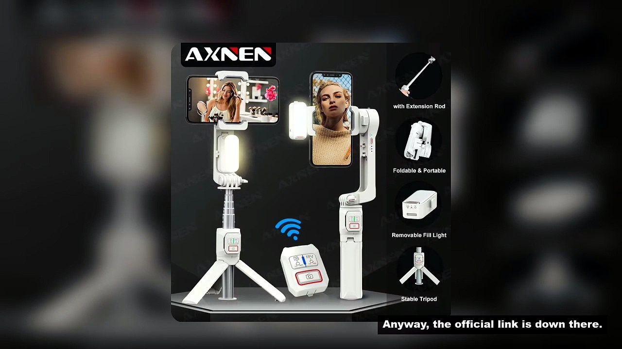 AXNEN A10 Handheld Gimbal Smartphone Stabilizer with Fill Light Extension Rod Remote Cellphone Selfi