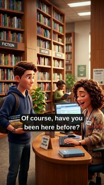 GETTING A LIBRARY CARD 📚 Easy English Conversation