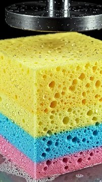 Sponge Compressed by Hydraulic Press | Super Satisfying Squish ASMR 🧽💥