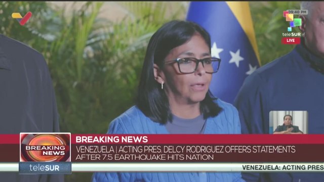 Acting pres. Delcy Rodriguez offers statements after 7.5 earthquake hits nation