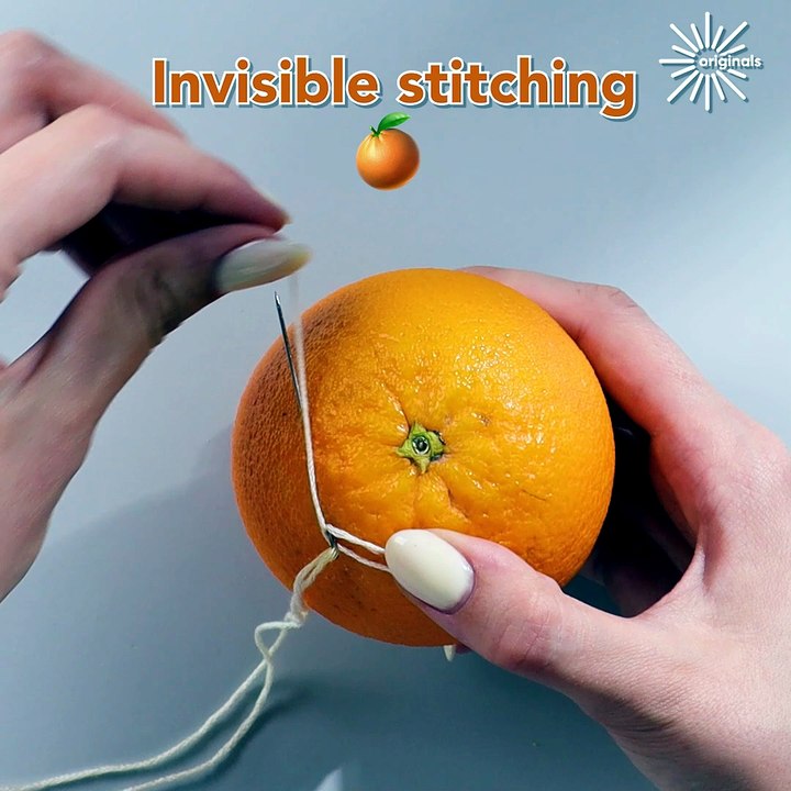 Mastering the invisible stitch technique with an orange! 👌✨
