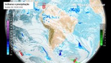 Quinta-feira, 25 de junho: Precipitação, nebulosidade e pressão a nível médio do mar.