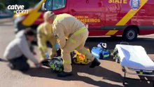 Motociclista sofre queda e fratura tornozelo no Centro, em Cascavel