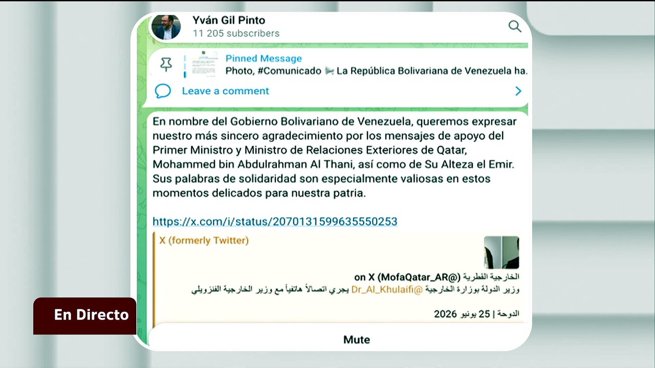 Venezuela reconoce el respaldo y el mensaje fraternal del Gobierno de Qatar ante esta emergencia