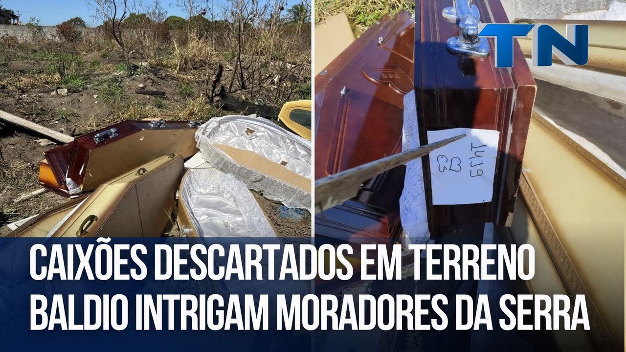 Caixões descartados em terreno baldio intrigam moradores da Serra