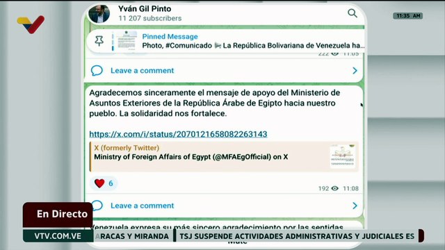 Canciller Yván Gil agradece a diversos países que manifiestan sus mensajes de apoyo