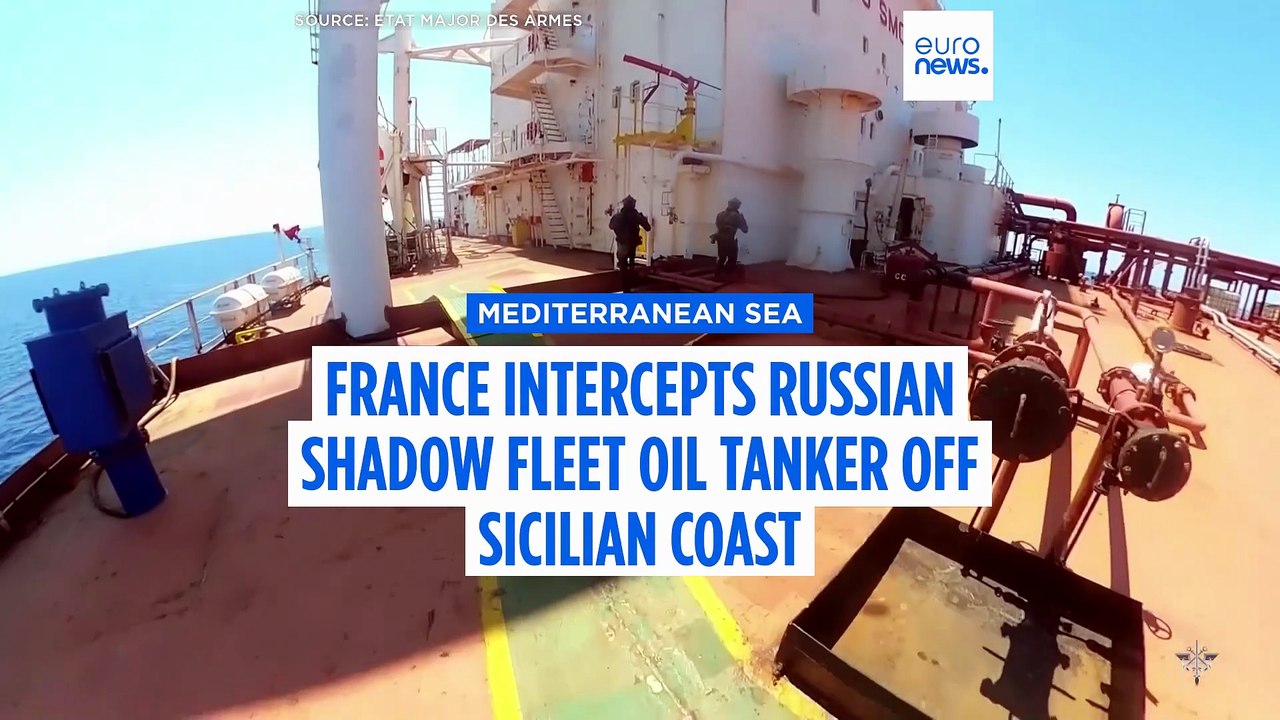 Macron says France intercepted a Russian shadow fleet oil tanker off coast of Sicily