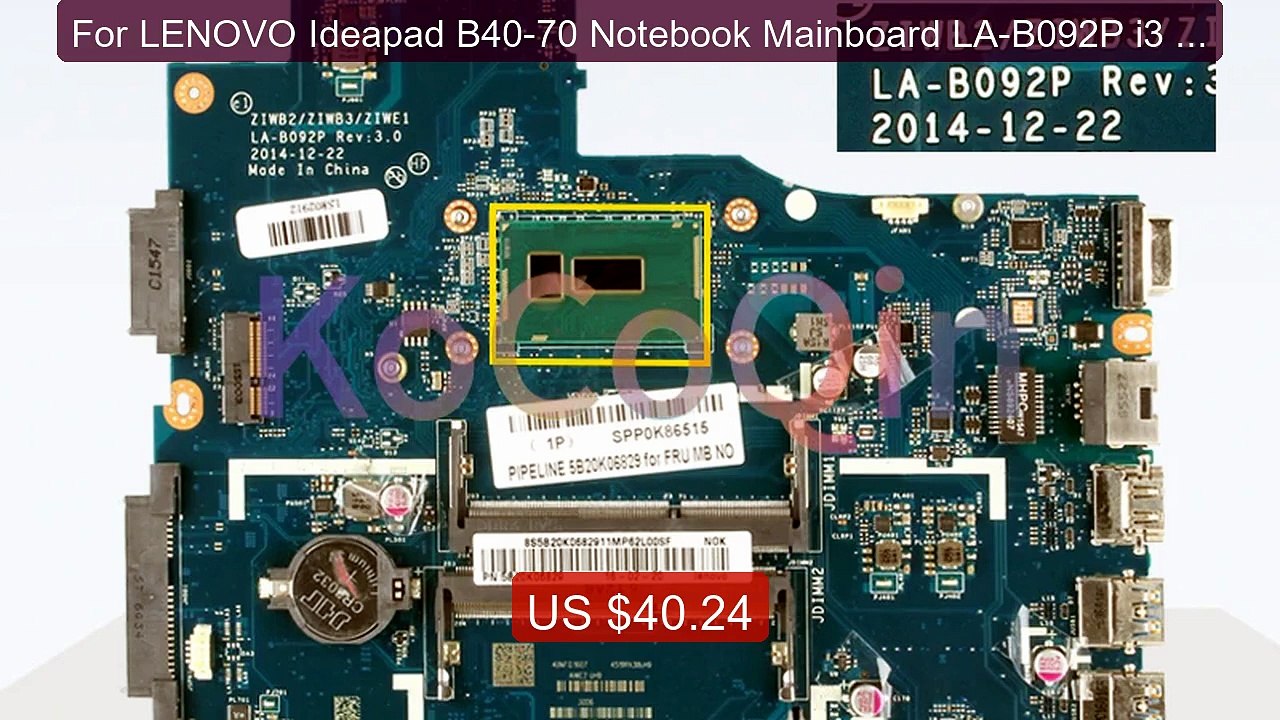 For LENOVO Ideapad B40-70 Notebook Mainboard LA-B092P i3 i5 4... -- Amazing Value 2026 | Must Have!