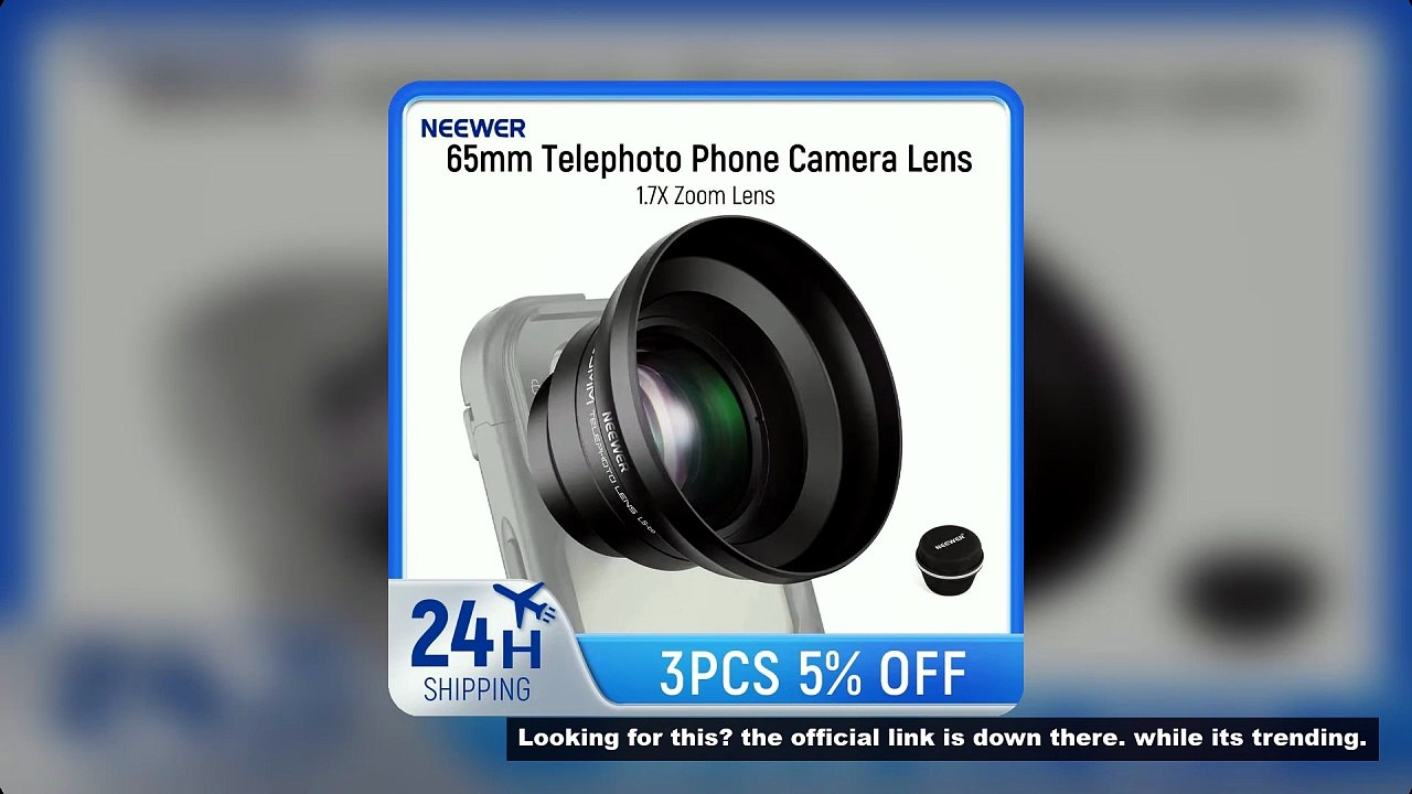 NEEWER HD 65mm Telephoto Phone Camera Lens with Lens Hood for Phone Cage Case, 1.7X Zoom Lens For iP