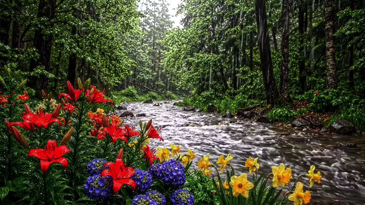 Forest Rain Sounds for Deep Sleep 🌧️ | River Water & Distant Bird Sounds 😴 #rain #relax #deepsleep #trending #viral