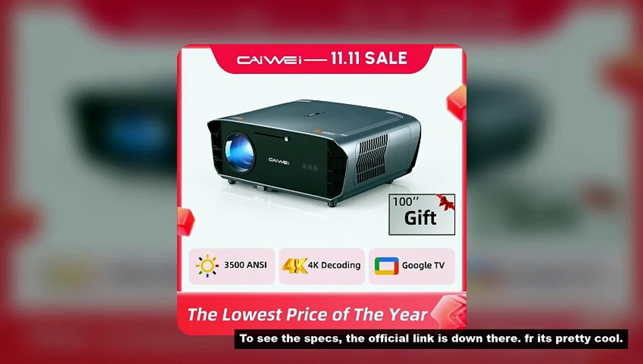 CAIWEI S7+ 4K Ultra HD Projector Video 3500 ANSI Home Theater Android for Movies Auto Focus Smart TV