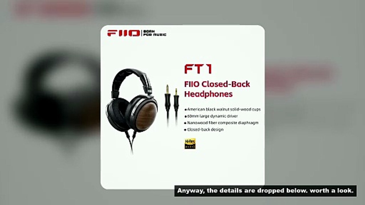 FiiO FT1-New version Closed-Back Over-Ear  Fiber Composite Diaphragm Wired Hi-Fi Headphones, America