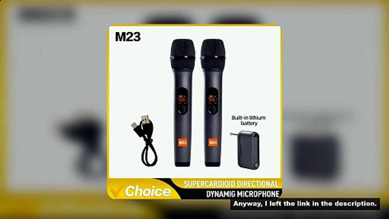 M23 UHF 2 Channel Wireless Microphone System with Rechargeable Receiver Cordless Handheld Mic for Ka