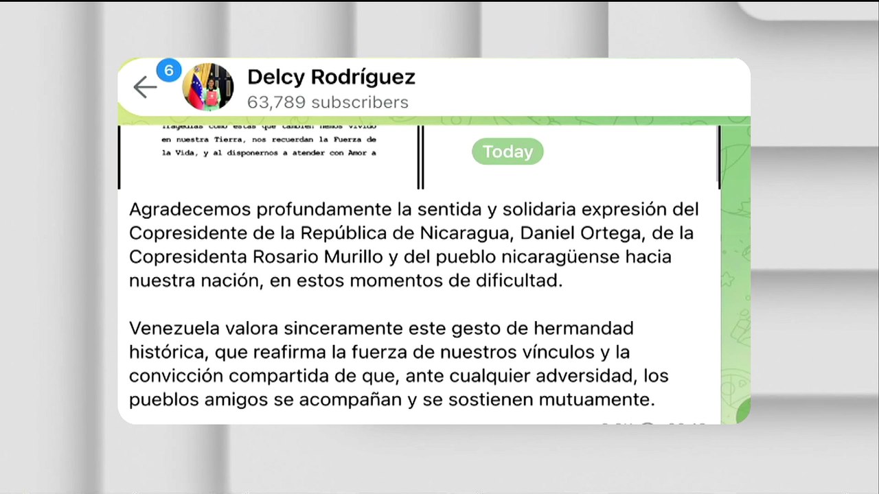 Presidenta (E) agradeció profundamente el gesto de hermandad por parte del gobierno nicaragüense