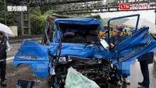 中山高汐止小貨車撞客運 駕駛夾困命危送醫