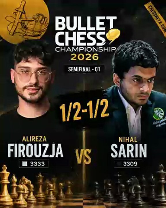 Bullet Semifinal Match Opens With a Draw Between Firouzja and Nihal #bulletchess #firouzja #nihal #chess #chessnetx