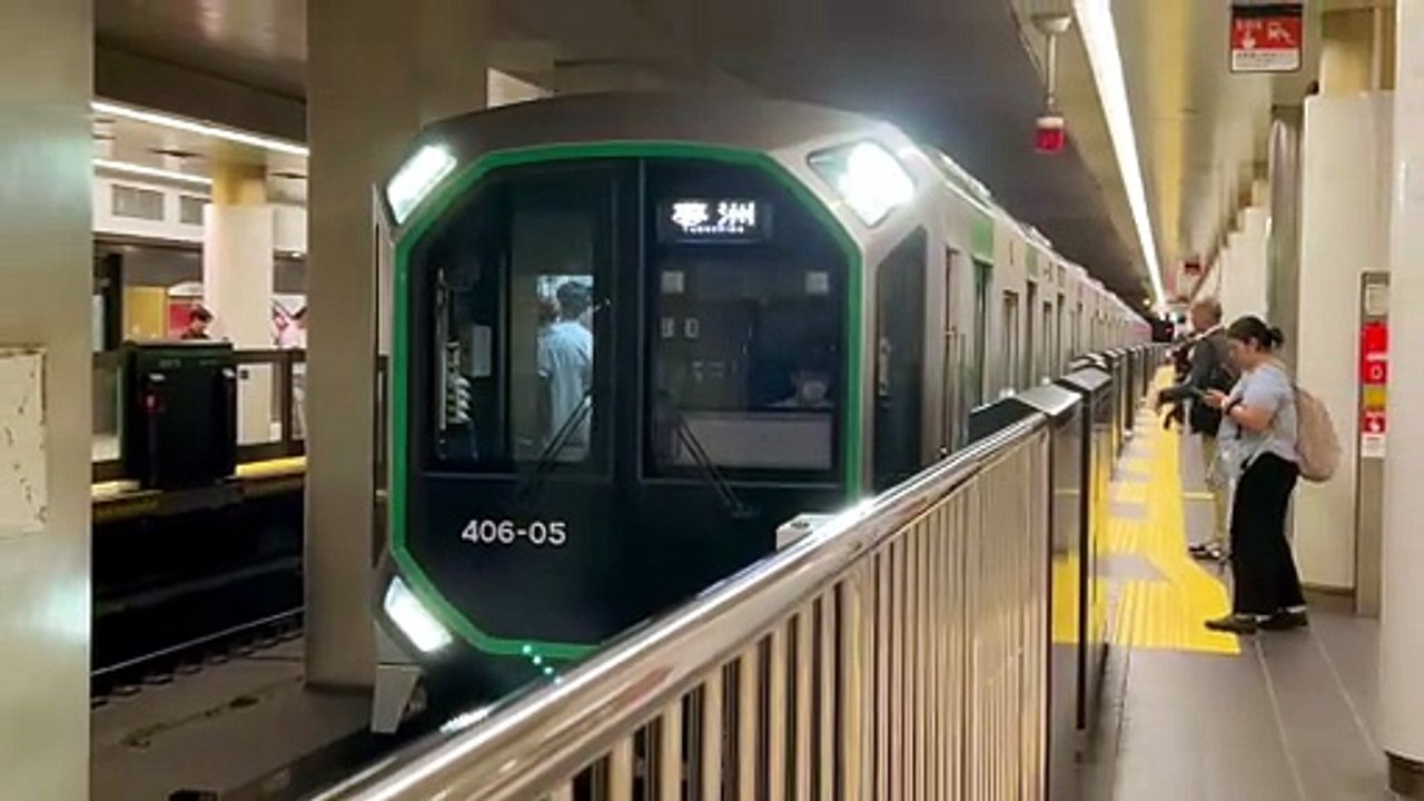 大阪メトロ中央線400系谷町四丁目駅停車シーン