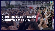 Torcida lota Shibuya após vaga do Japão na Copa