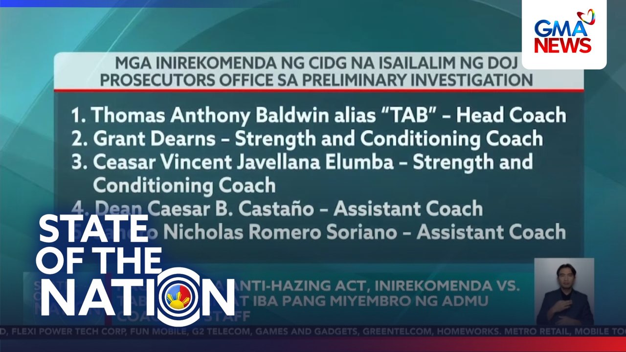 Paglabag sa Anti-Hazing Act, inirekomenda vs. Tab Baldwin at iba pang miyembro ng ADMU staff | SONA