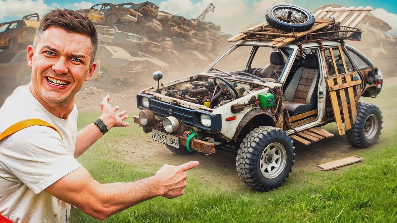 Built a Car from Trash in the Woods—and Brought It to Life to Survive!