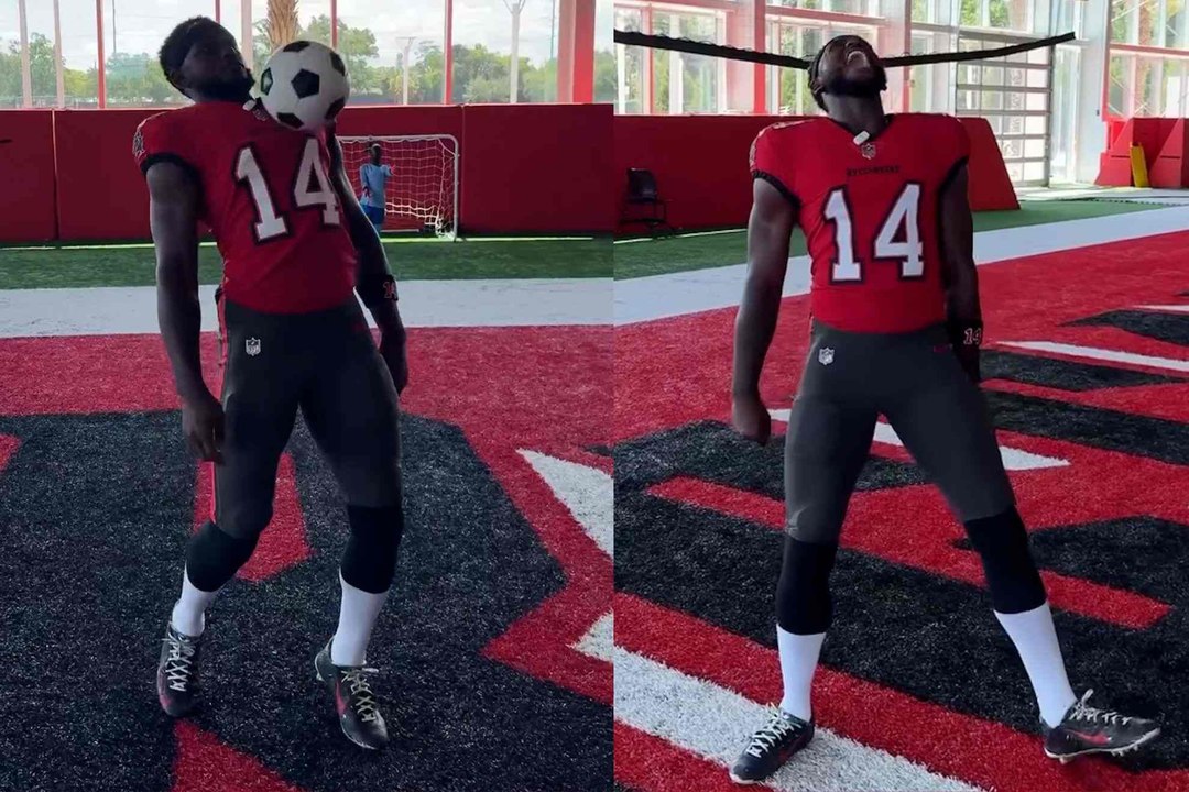 Chris Godwin hits the iconic Cristiano Ronaldo 'Siuuu' celebration after nailing a challenge