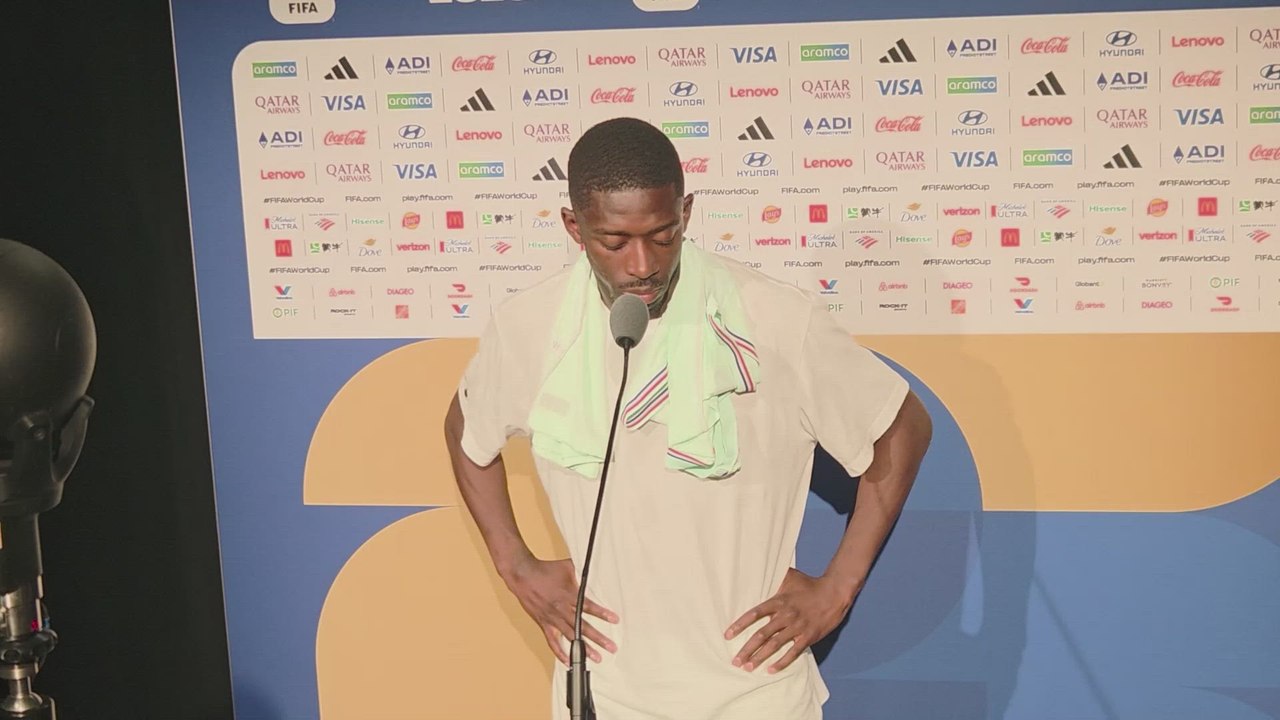 Zona mixta de Dembele tras el Noruega 1 - Francia 4 en francés