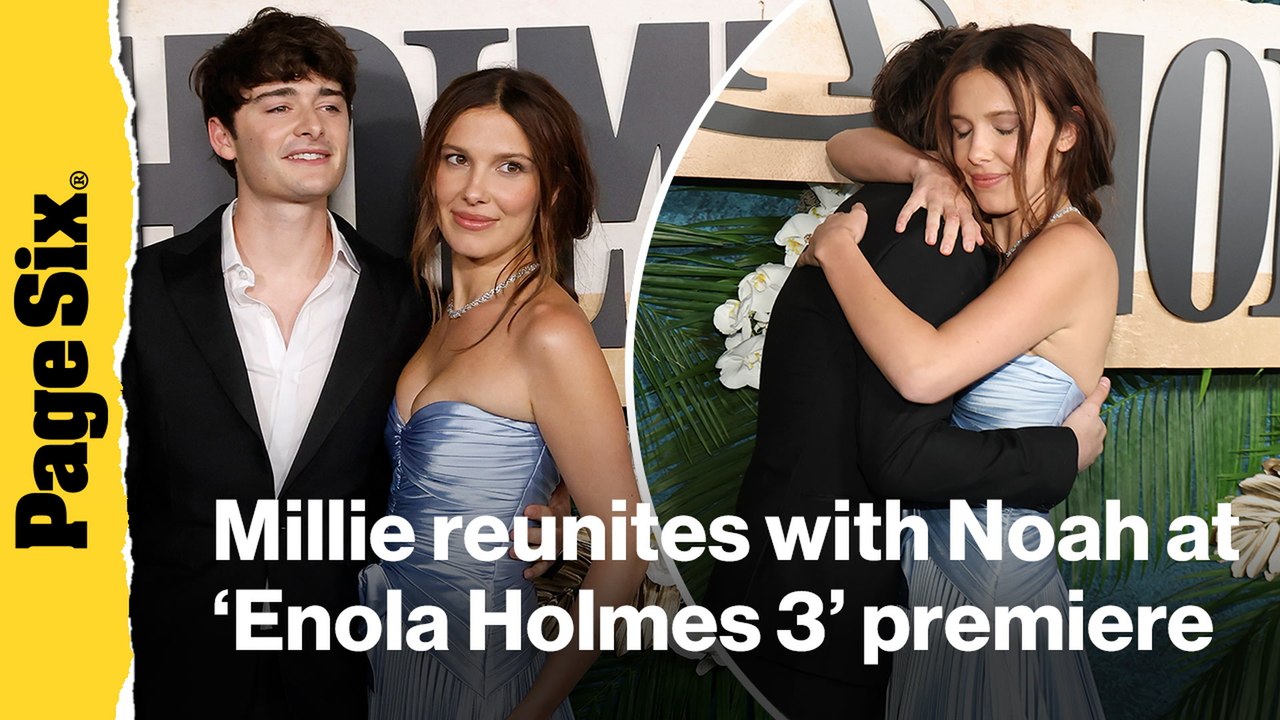 Millie Bobby Brown reunites with 'Stranger Things' co-star Noah Schnapp at 'Enola Holmes 3' premiere