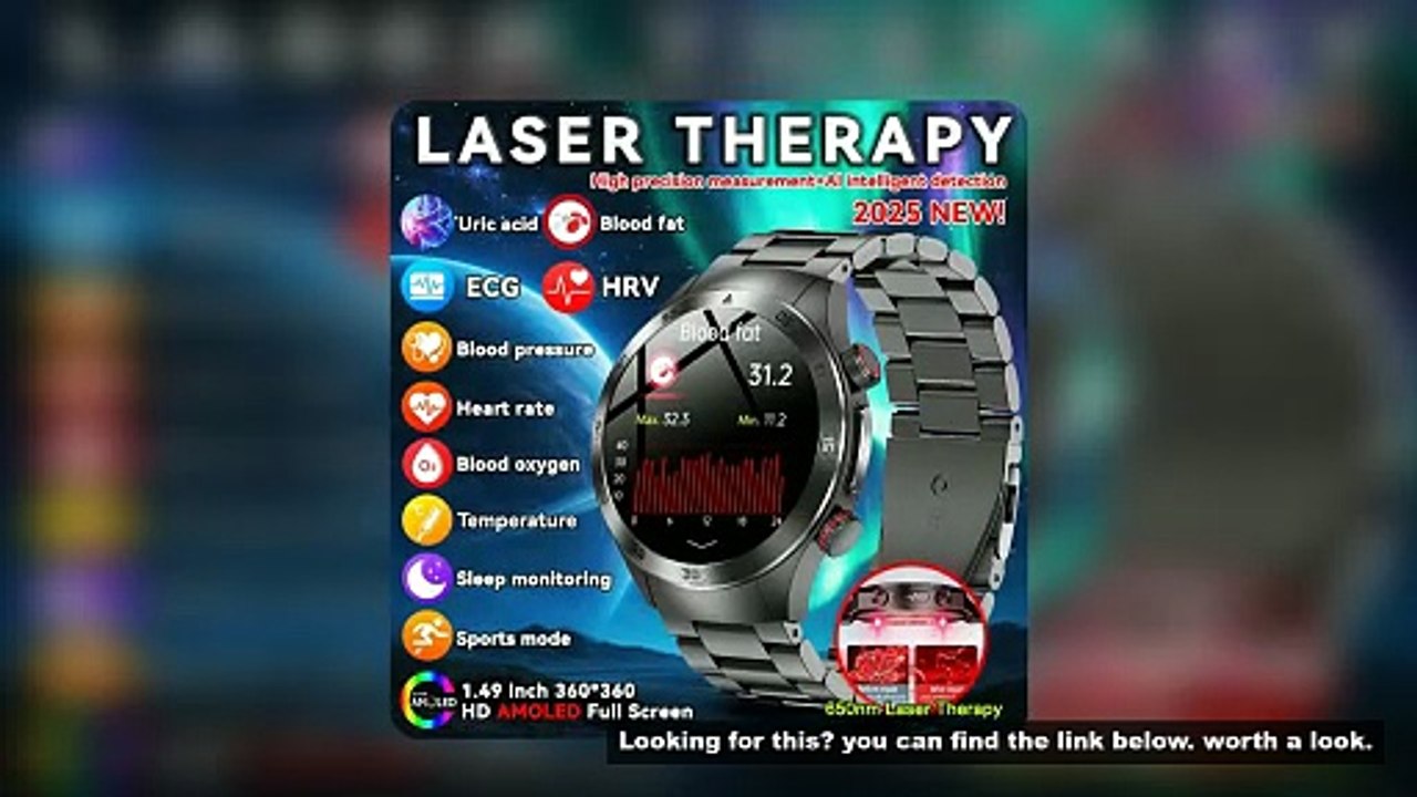 2025 New Non-Invasive Laser Treatment Three High Smart Watch Sapphire screen Blood fat Uric Acid ECG